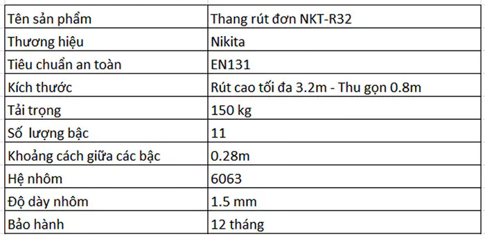 Thang nhôm rút Nikita 